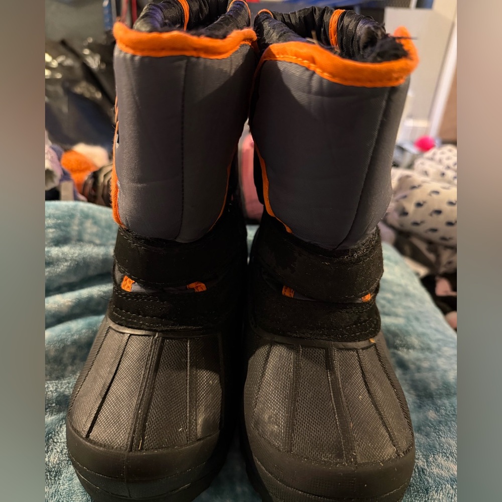 Kids Black and Orange Winter Boots